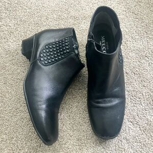 Sesto Meucci Made In Italy Black Zip Up Heeled Ankle Booties Size 8 1/2 M‎